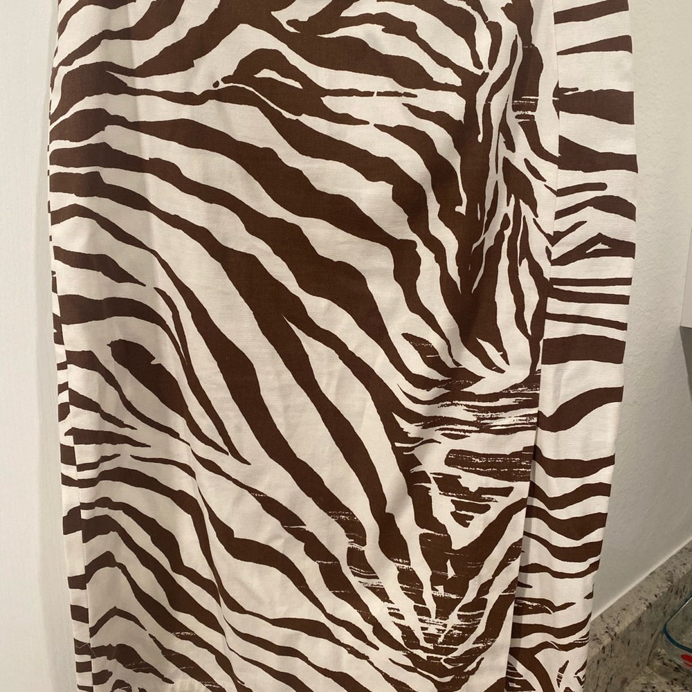 Lafayette 148 New York Brown and White Zebra Print Skirt size 14